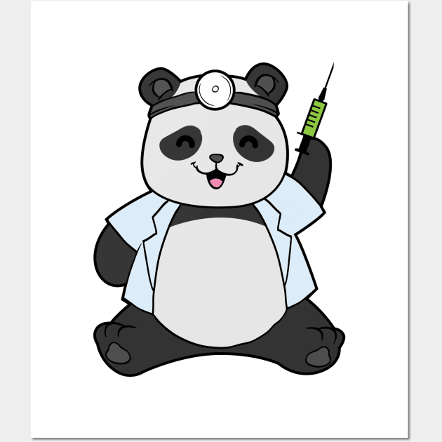 Panda as doctor with syringe Wall Art by Markus Schnabel